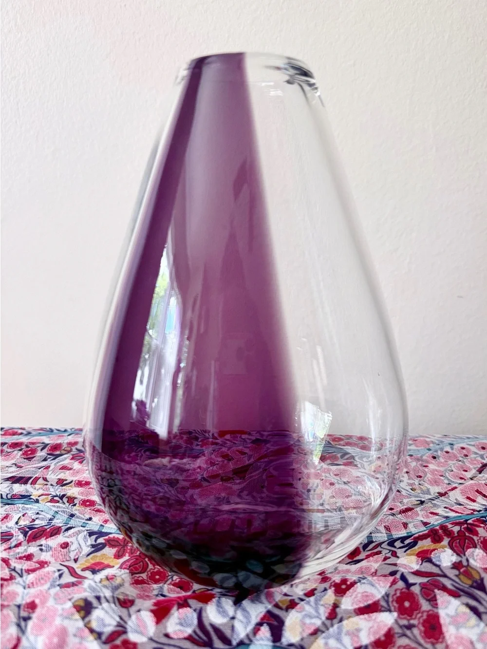 Amethyst Purple Art Glass Vase Clear Teardrop Double Wall